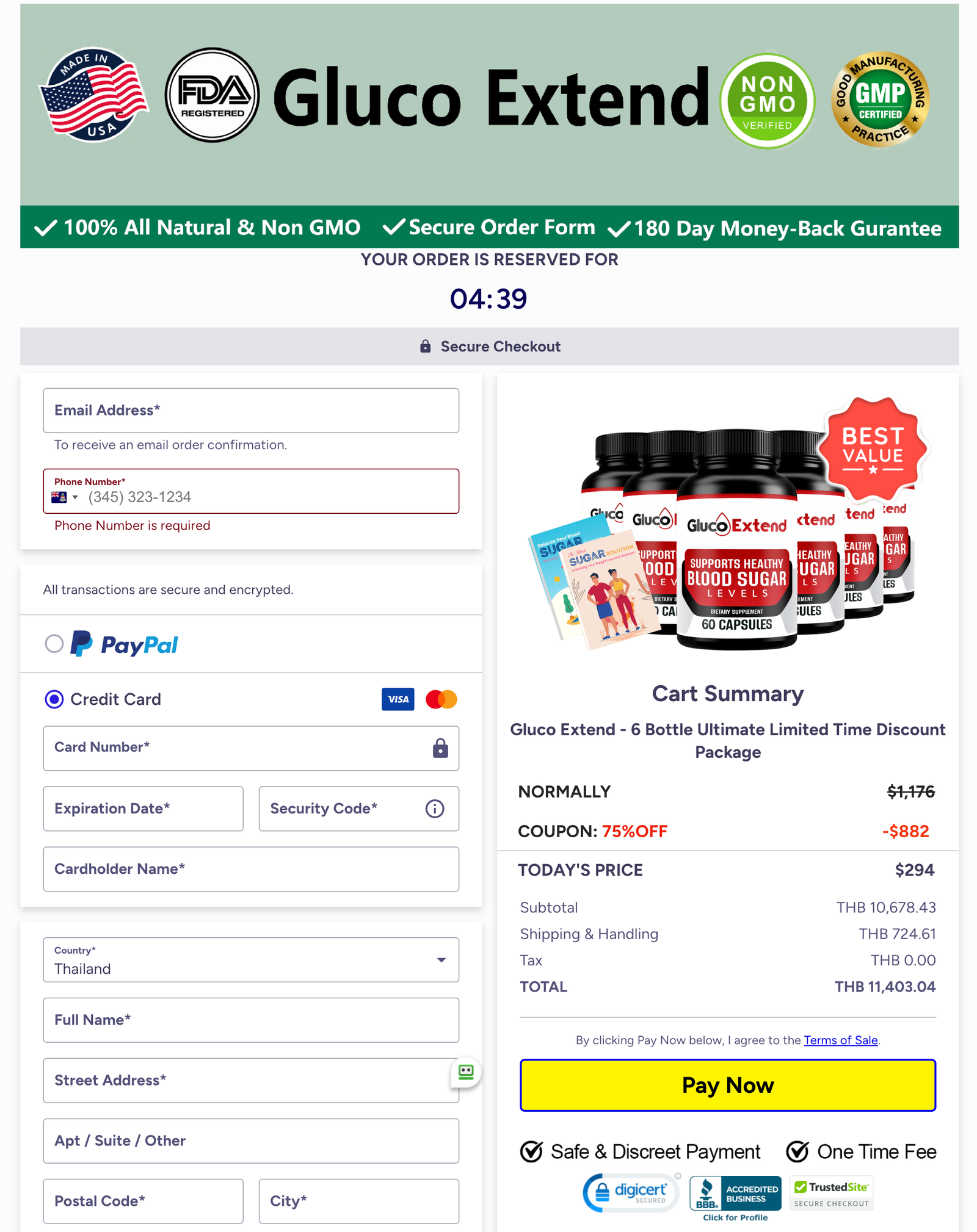Gluco Extend Official Website Secure Order Page
